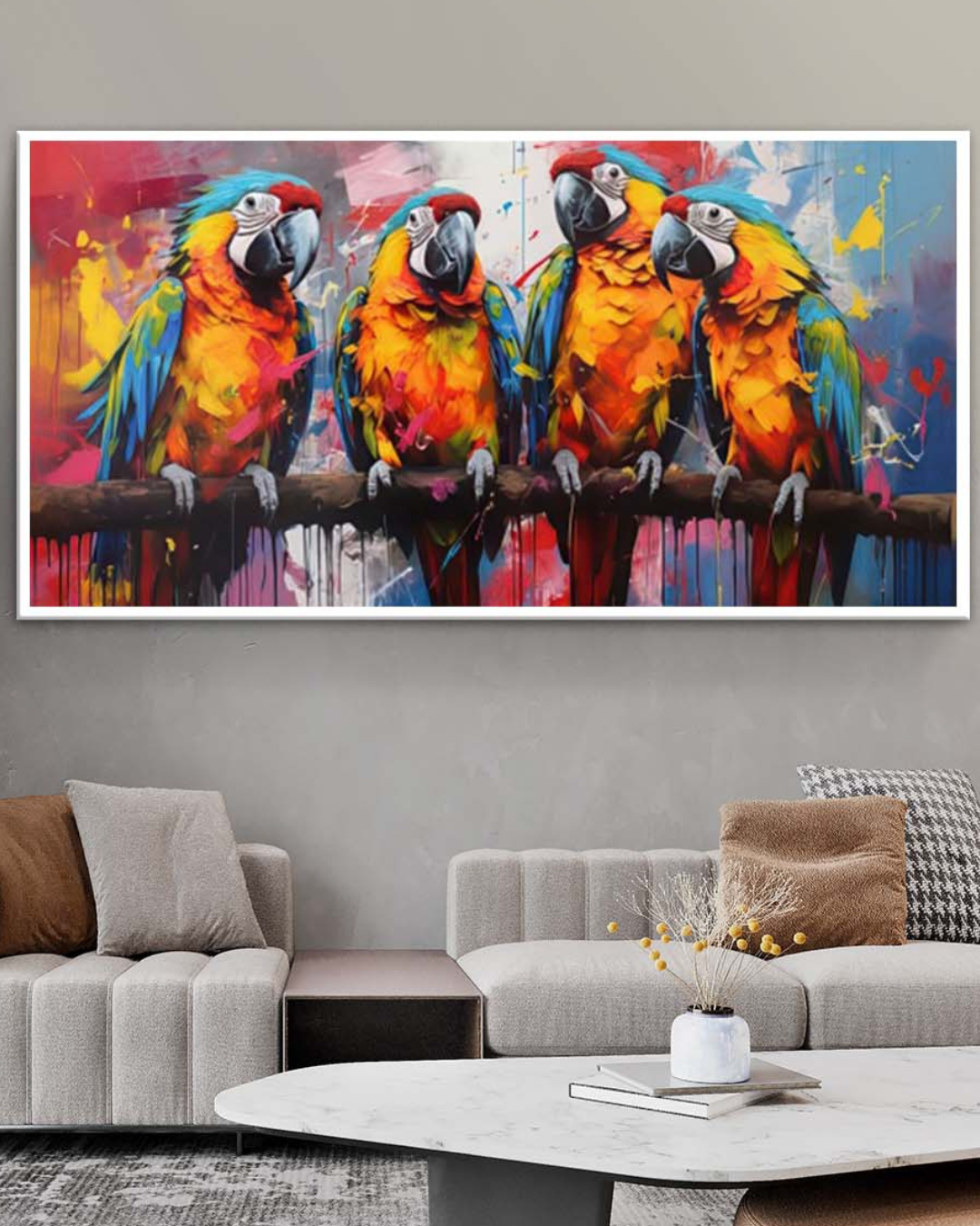 Cuadro Retrato Festival de Colores, Loro Arcoíris en Lienzo