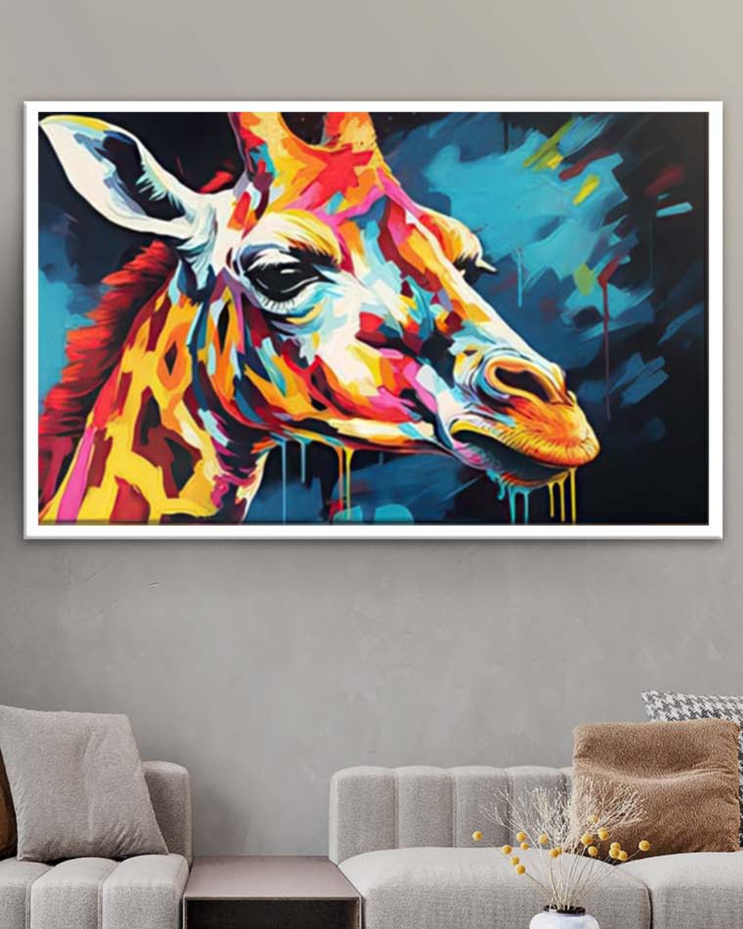 Cuadro Retrato Jirafa en Colores Vivos