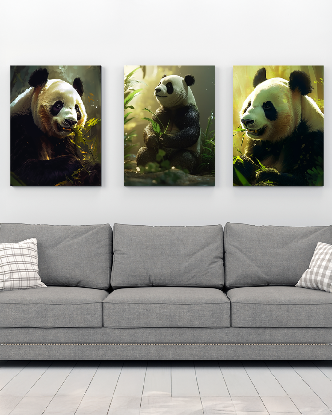 Set de 3 cuadros osos panda