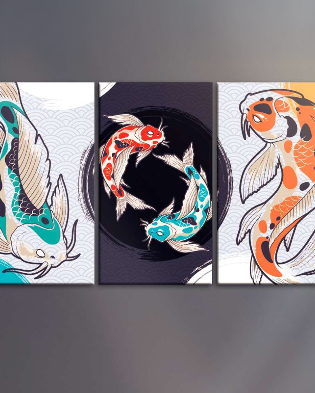 Set de 3 cuadros Pez Koi