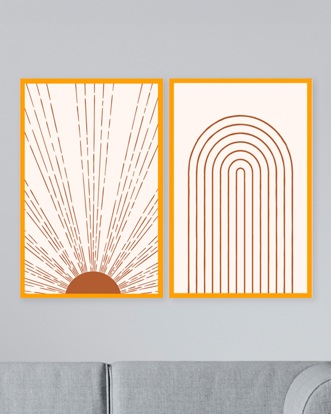 Cuadro de 2 Canvas sol y arcoíris