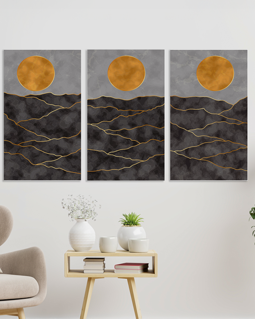 Luna llena en tonos dorados y negros