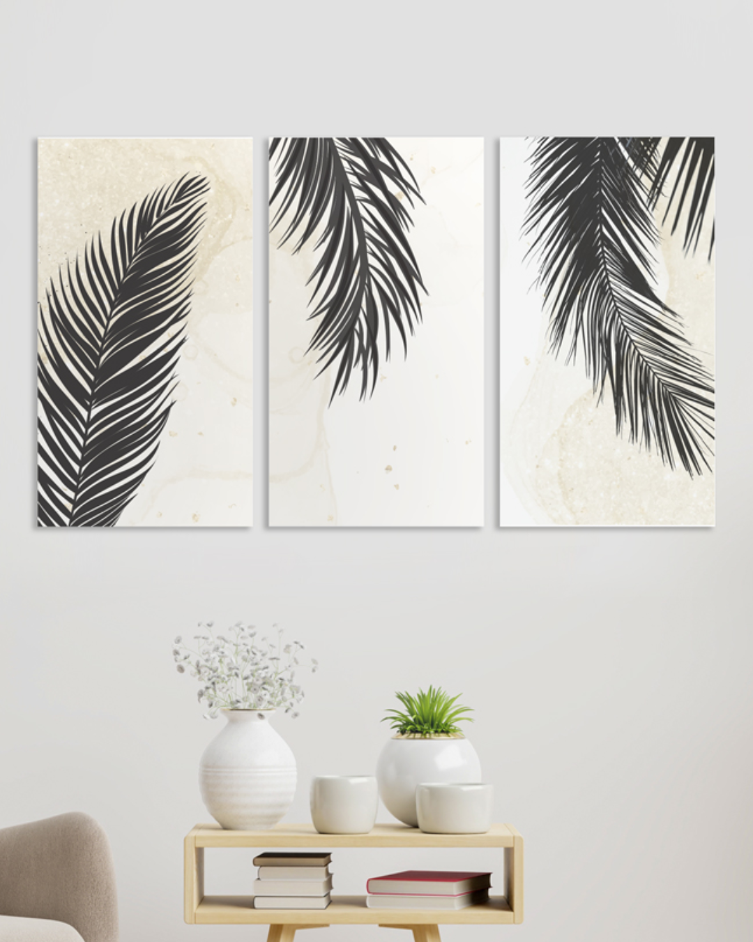 Palmeras con fondo en beige abstracto