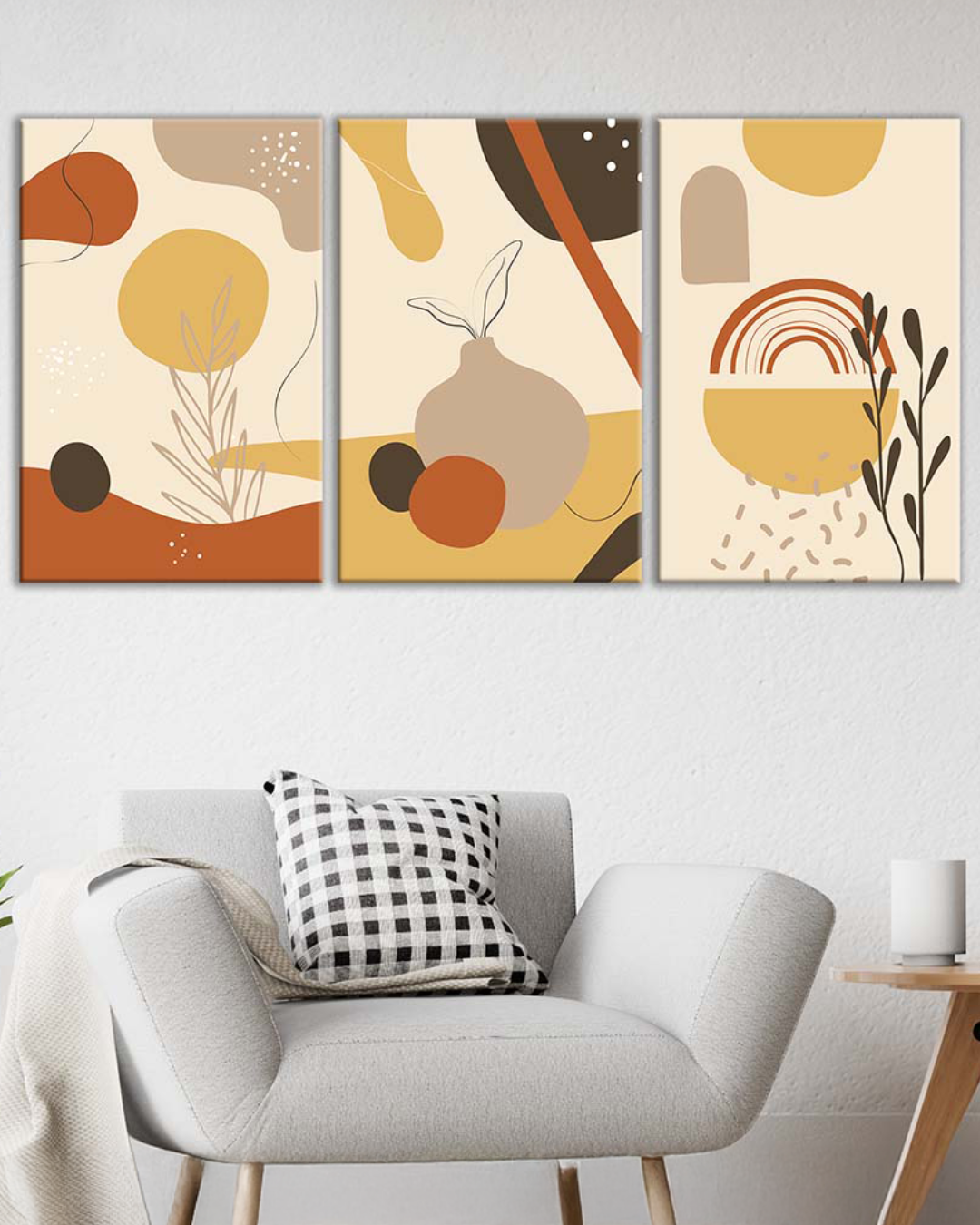 Set de 3 cuadros abstracto en colores tierra