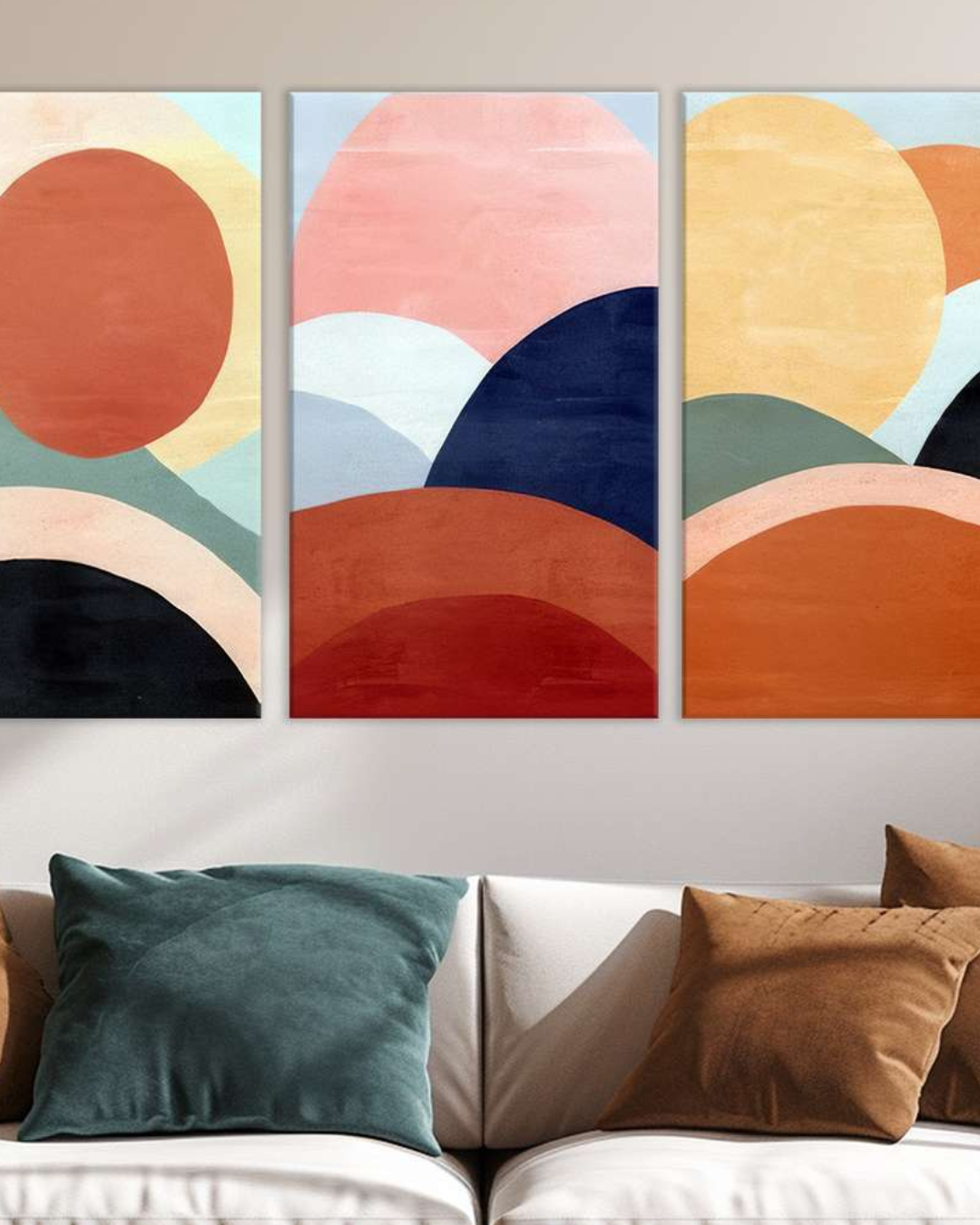 Set de 3 Cuadros Ecos del Sol, Siluetas en Contraste