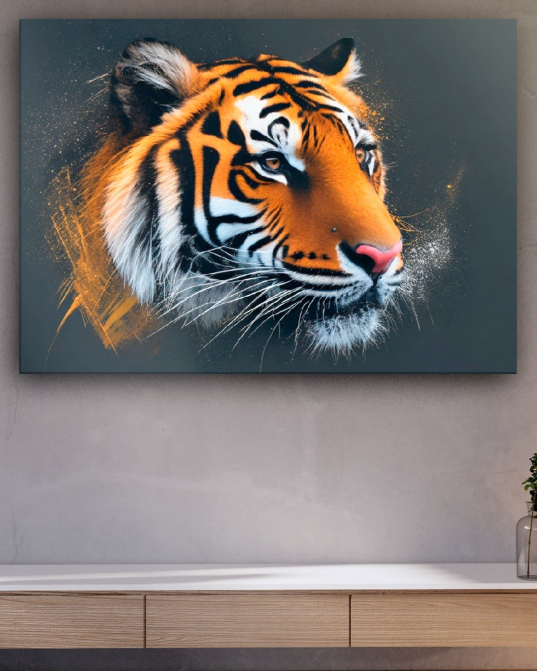Cuadro decorativo retrato tigre abstracto