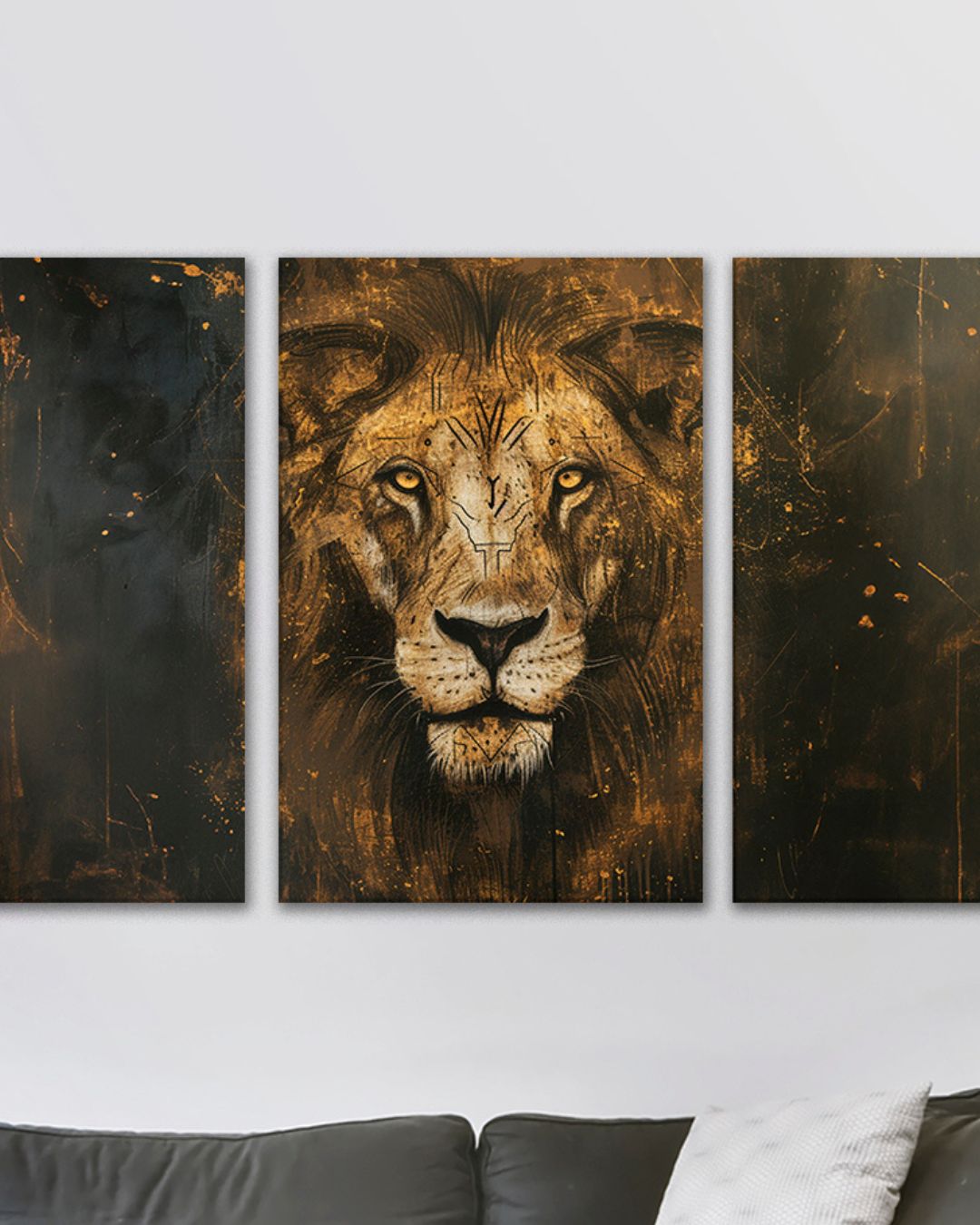 Retrato de León en Oro y Sombra
