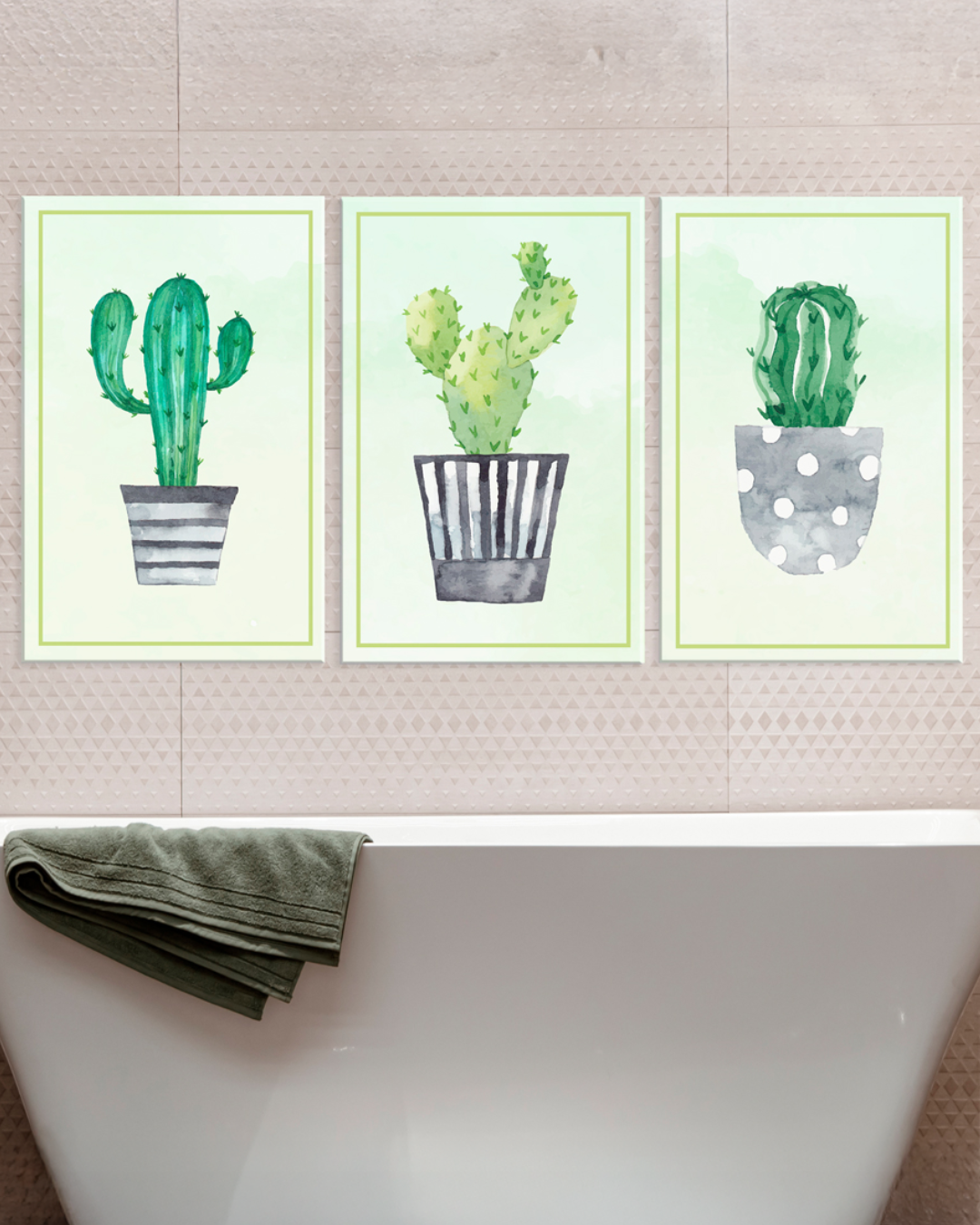Set de 3 cuadros plantas pintura