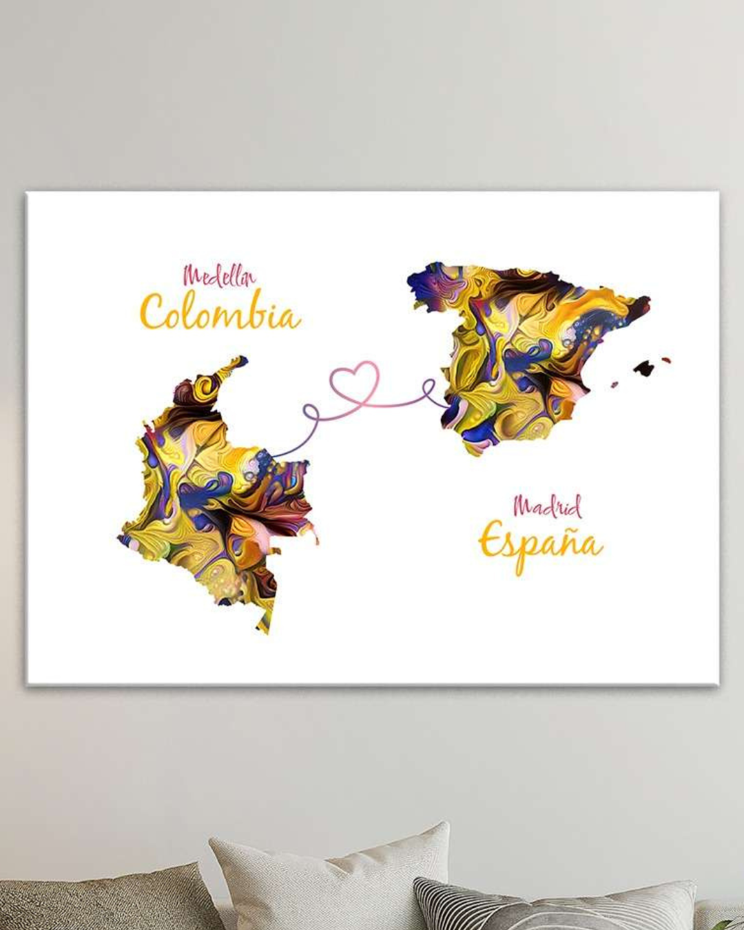 Cuadro mapas de países Colombia y España