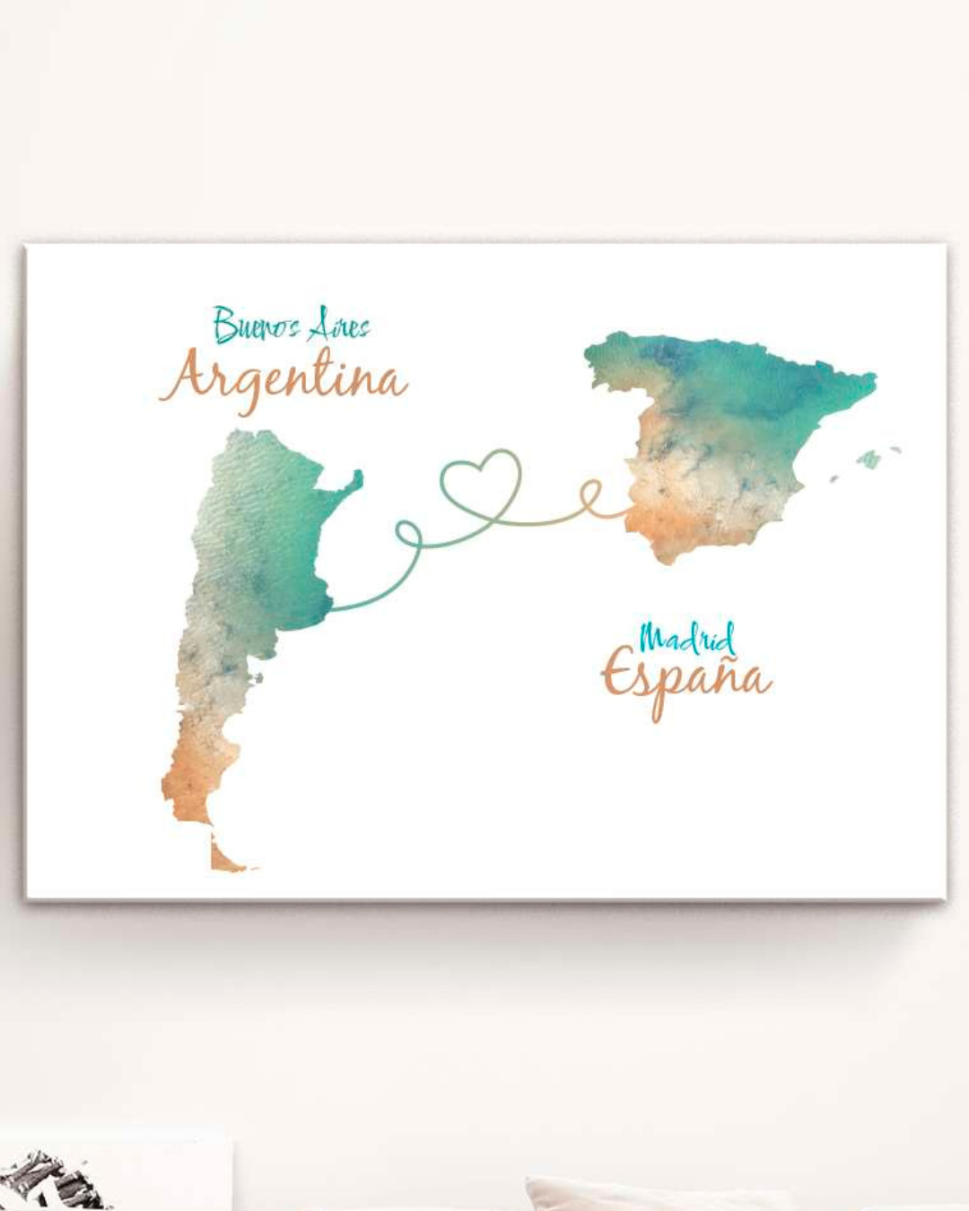 Cuadro mapas de Argentina y España