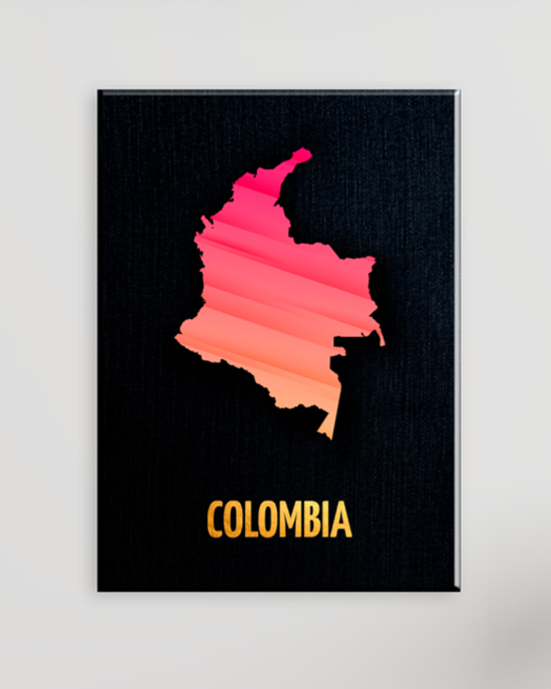 Cuadro Mapa de Colombia con tonos naranjas y negros