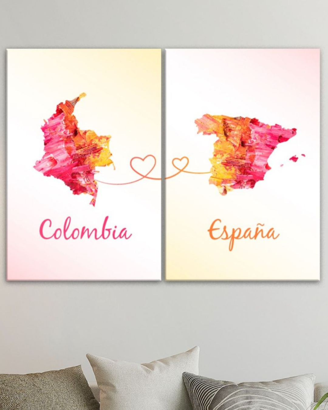 Cuadros mapas de países Colombia y España