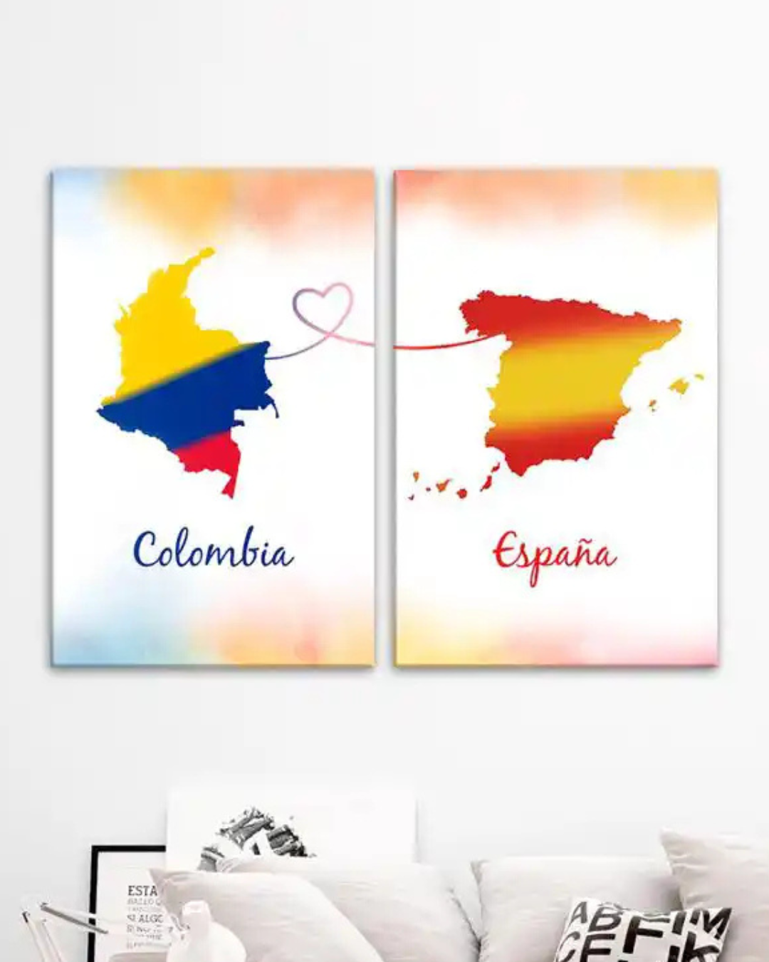 Cuadros mapas Colombia y España