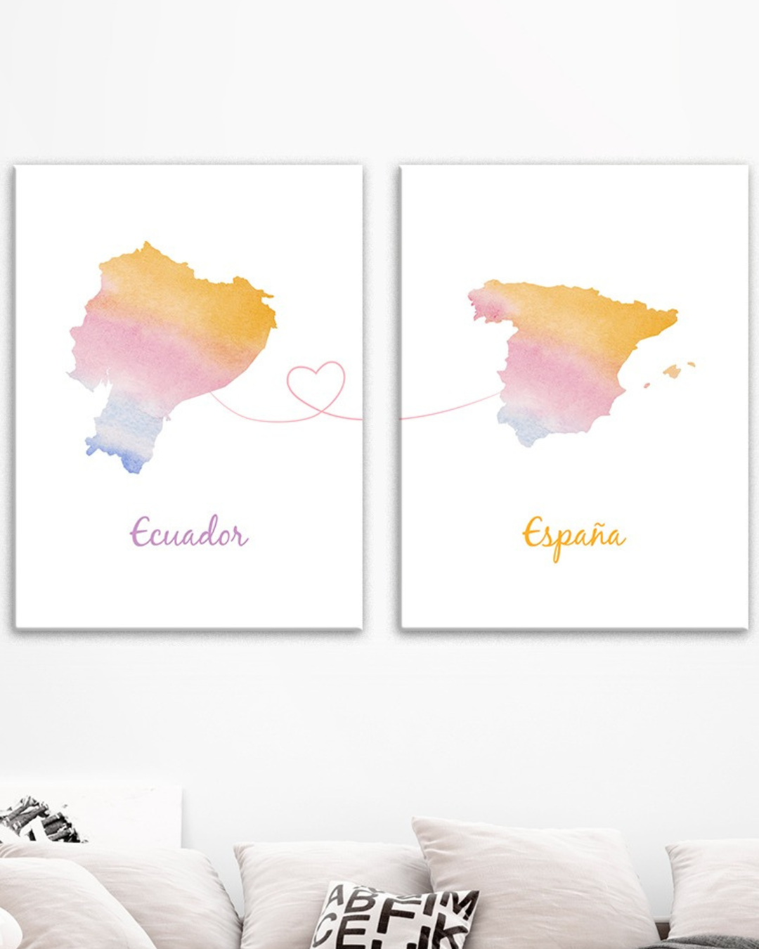 Cuadros mapas de países Ecuador y España