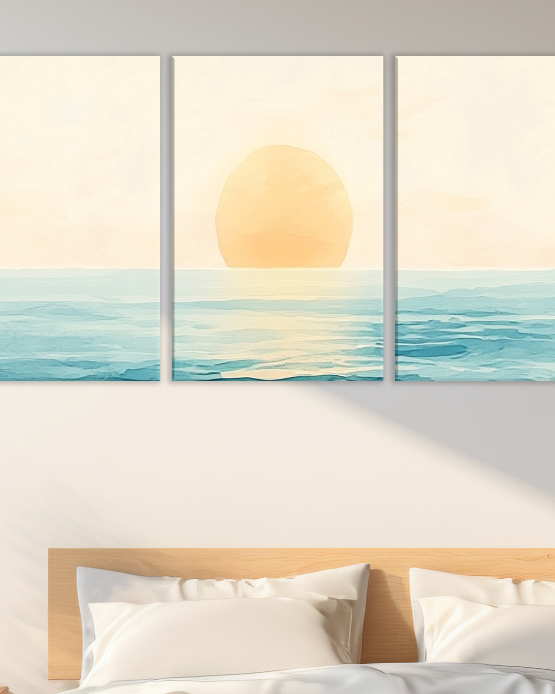Cuadro Decorativo de 3 Piezas Horizonte Sereno, Amanecer sobre el Mar