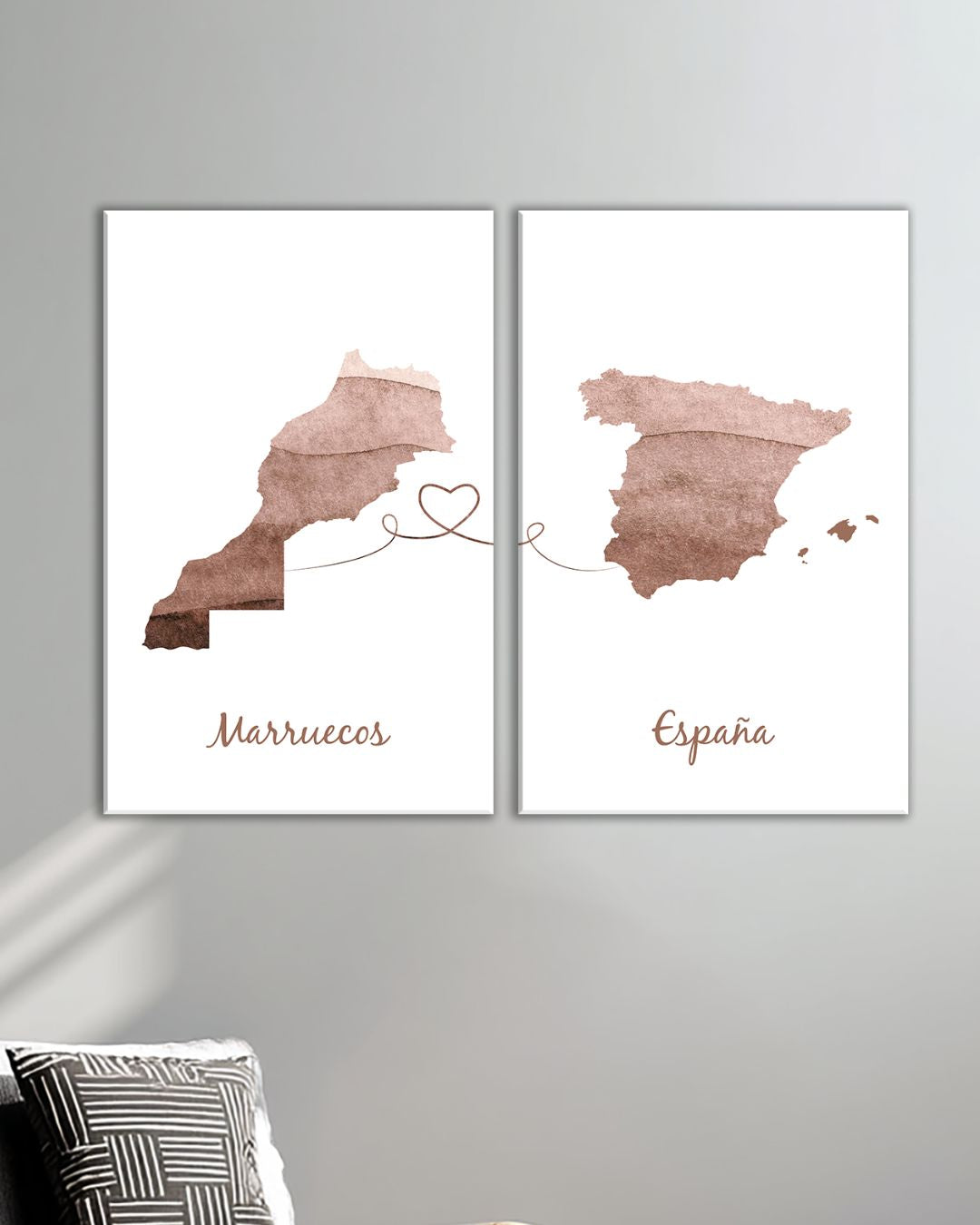 Cuadros mapas de países Marruecos y España