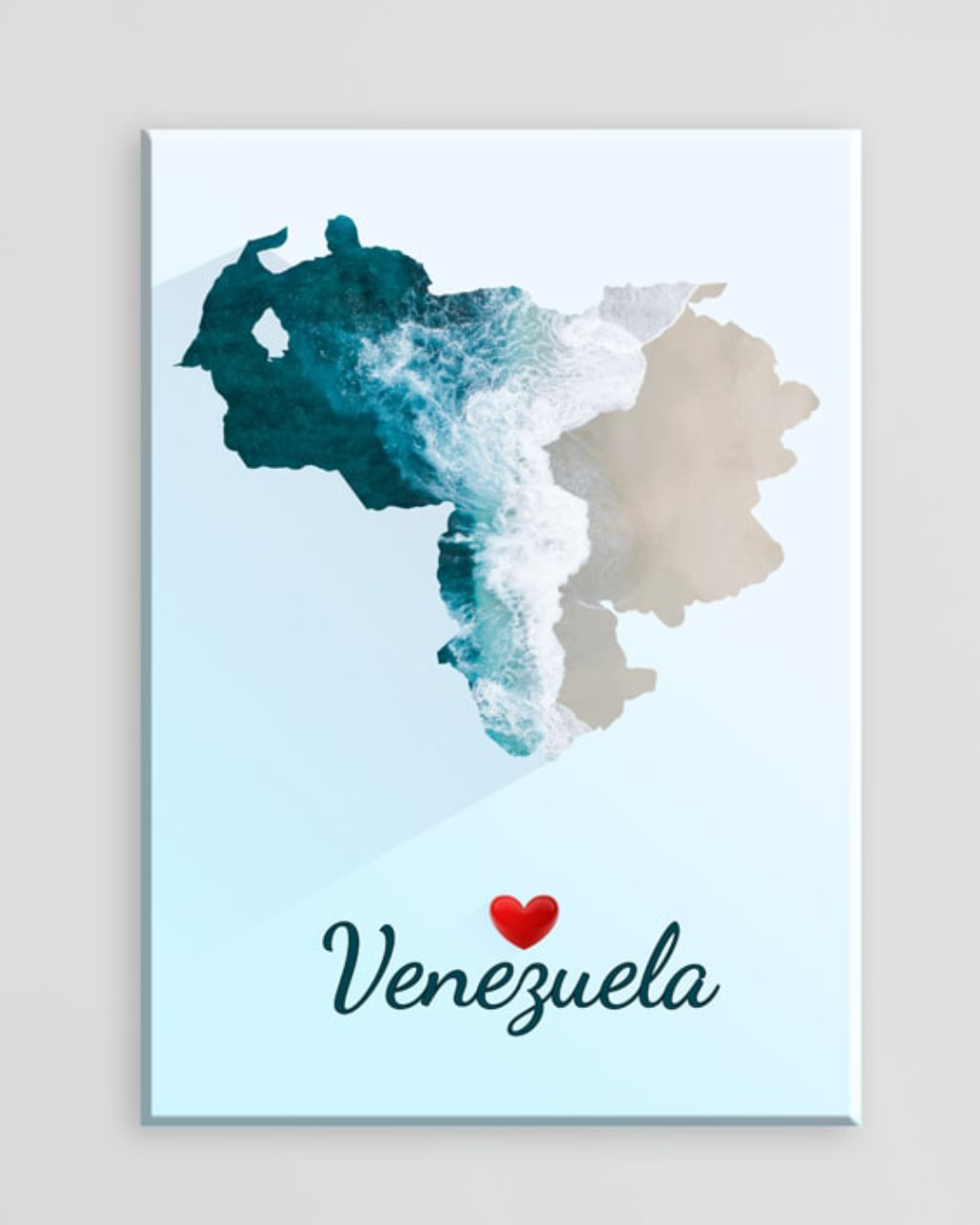 Cuadro Mapa de Venezuela con fondo de playa