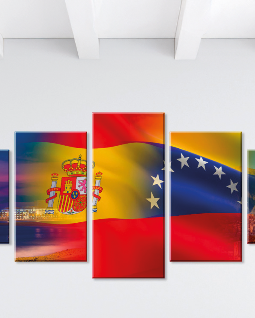 Venezuela y Barcelona España con banderas