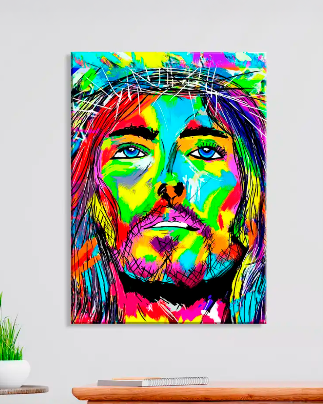 Cuadro Retrato Jesús en Efecto Ilustrado con Colores
