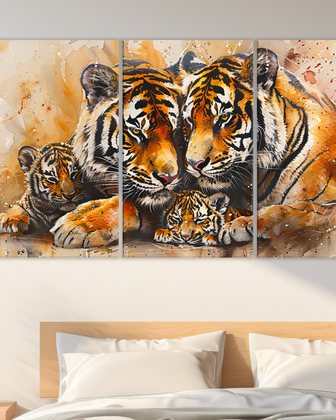 Cuadro de tigres en familia