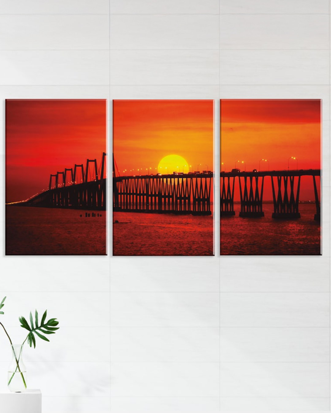 Set de 3 cuadros Puente de Maracaibo al atardecer