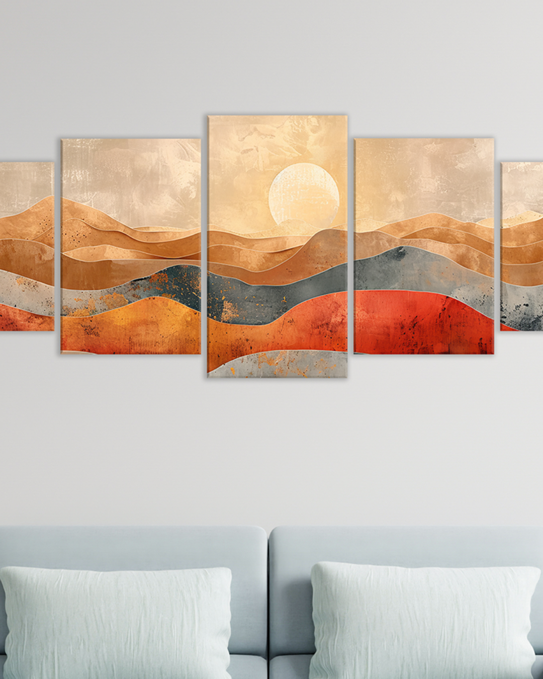 Cuadro decorativo paisaje abstracto en tonos tierra