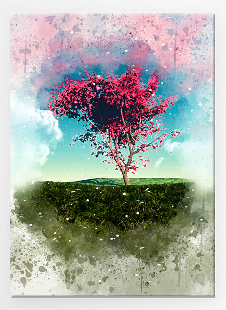 Cuadro retrato de árbol con efecto pintura