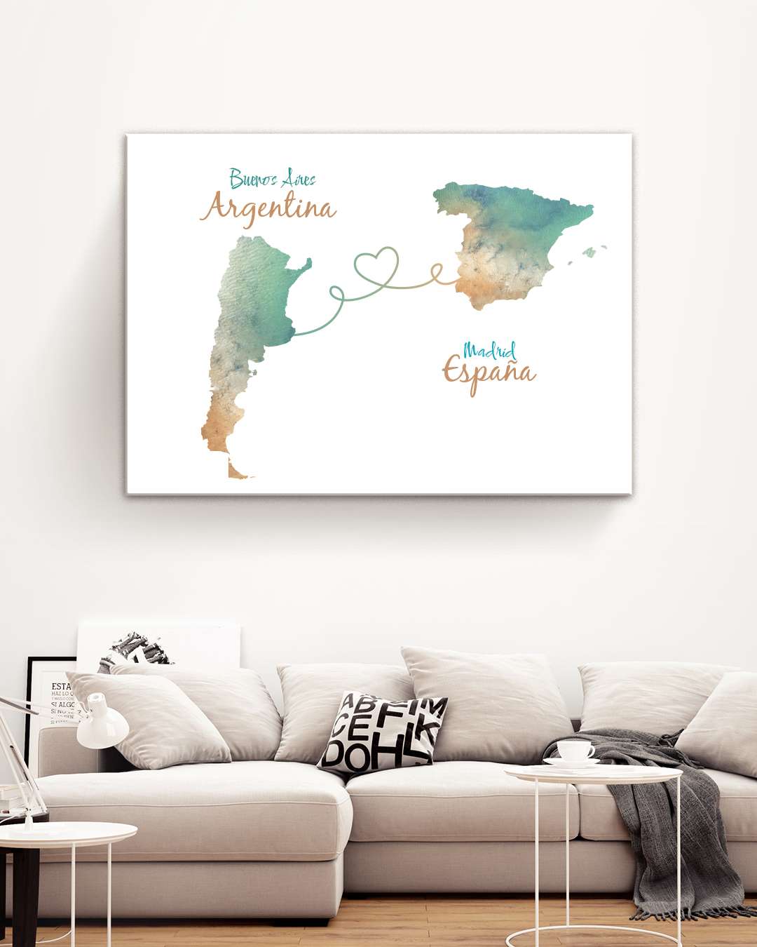Cuadro mapas de Argentina y España