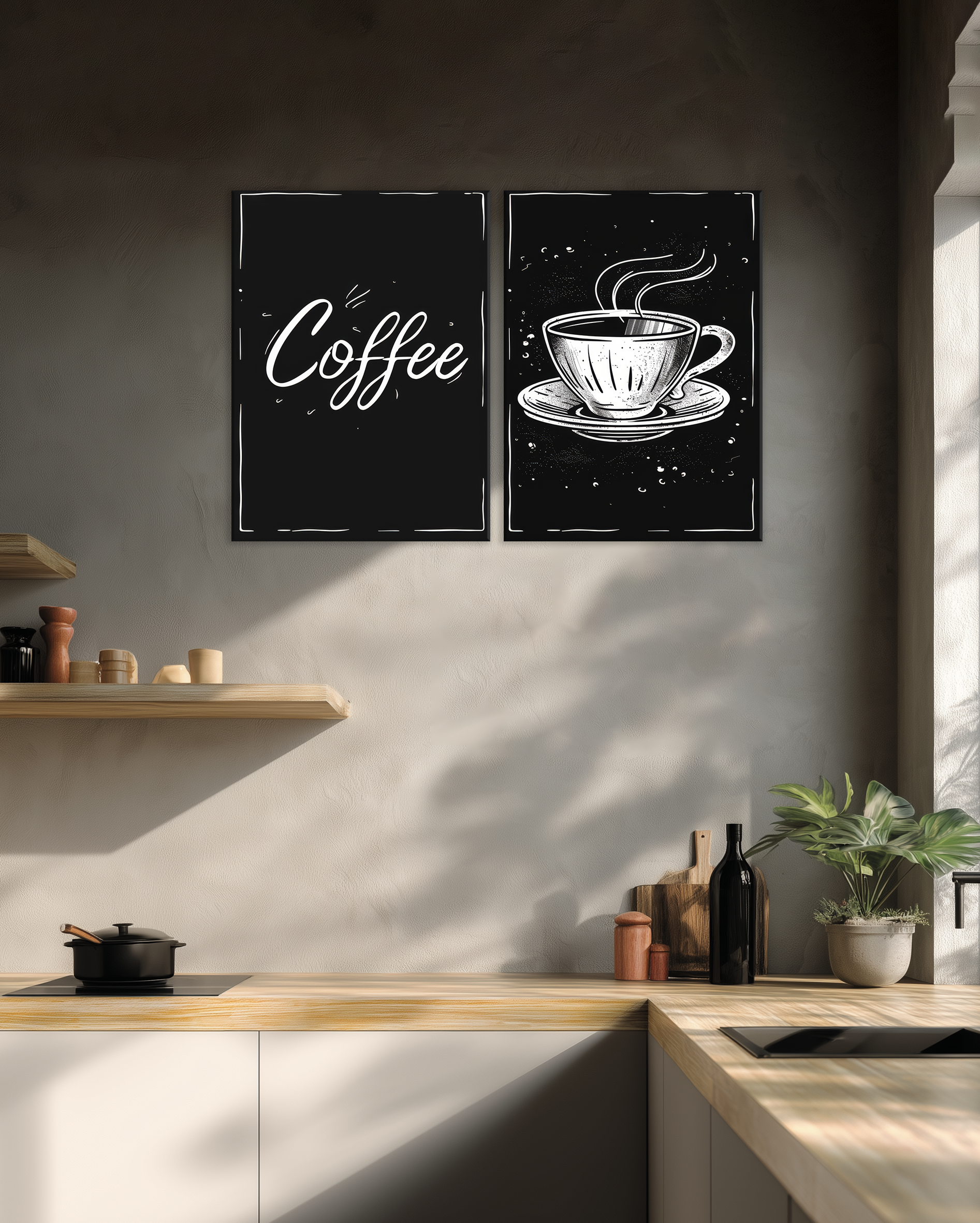 Cuadros Coffee Minimalistas en Blanco y Negro | Decoración Moderna para Cocina