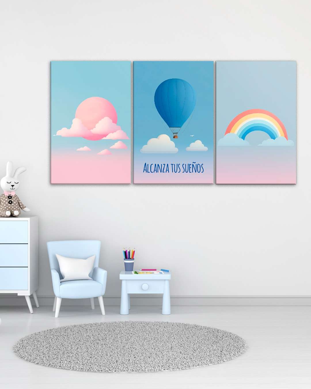 cuadro decorativo arcoiris y nubes
