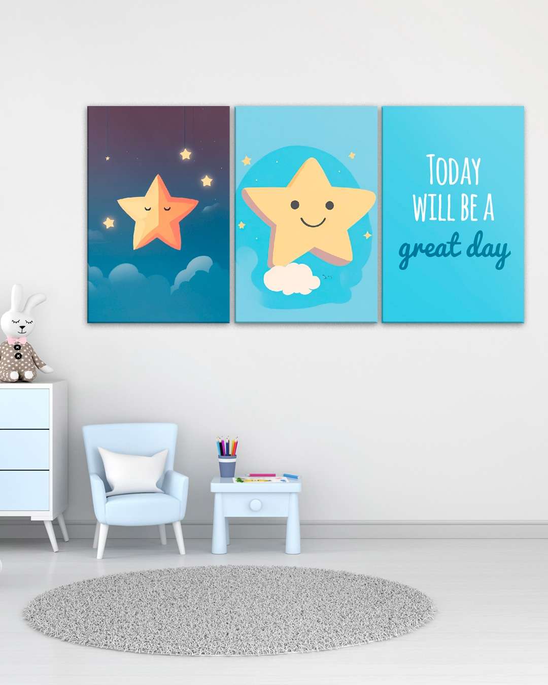 cuadro infantil estrellas y nubes