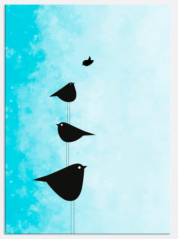 Cuadro retrato pájaros y cielo abstracto