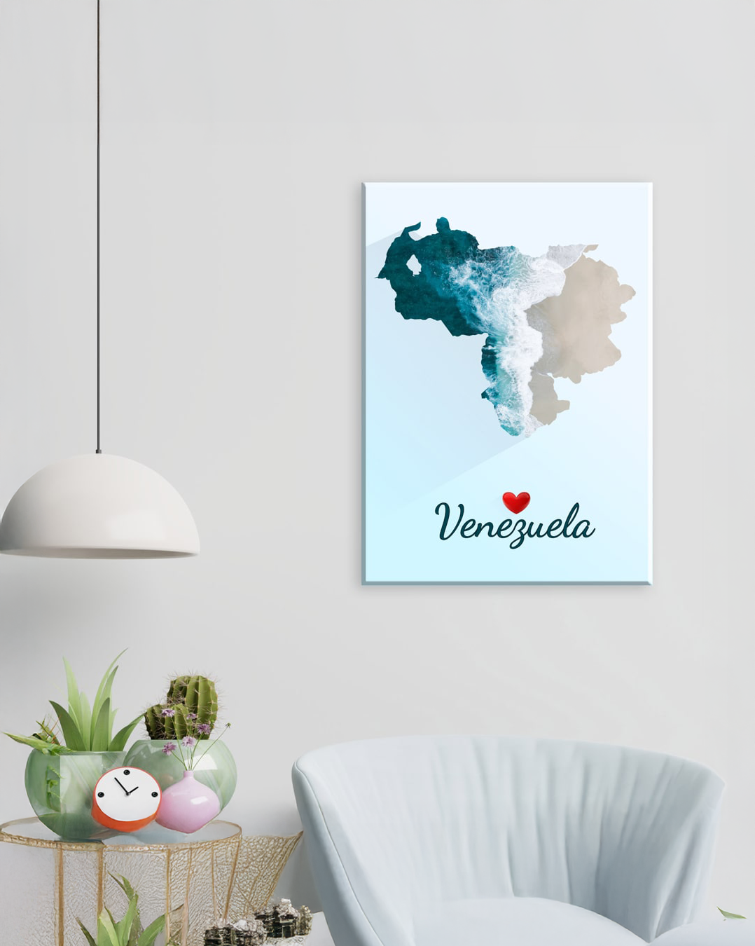 Cuadro Mapa de Venezuela con fondo de playa
