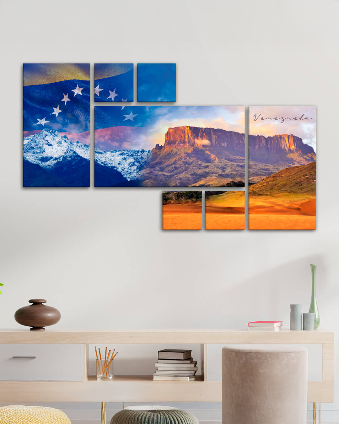 Pico Bolívar, Salto Ángel y Médanos + bandera