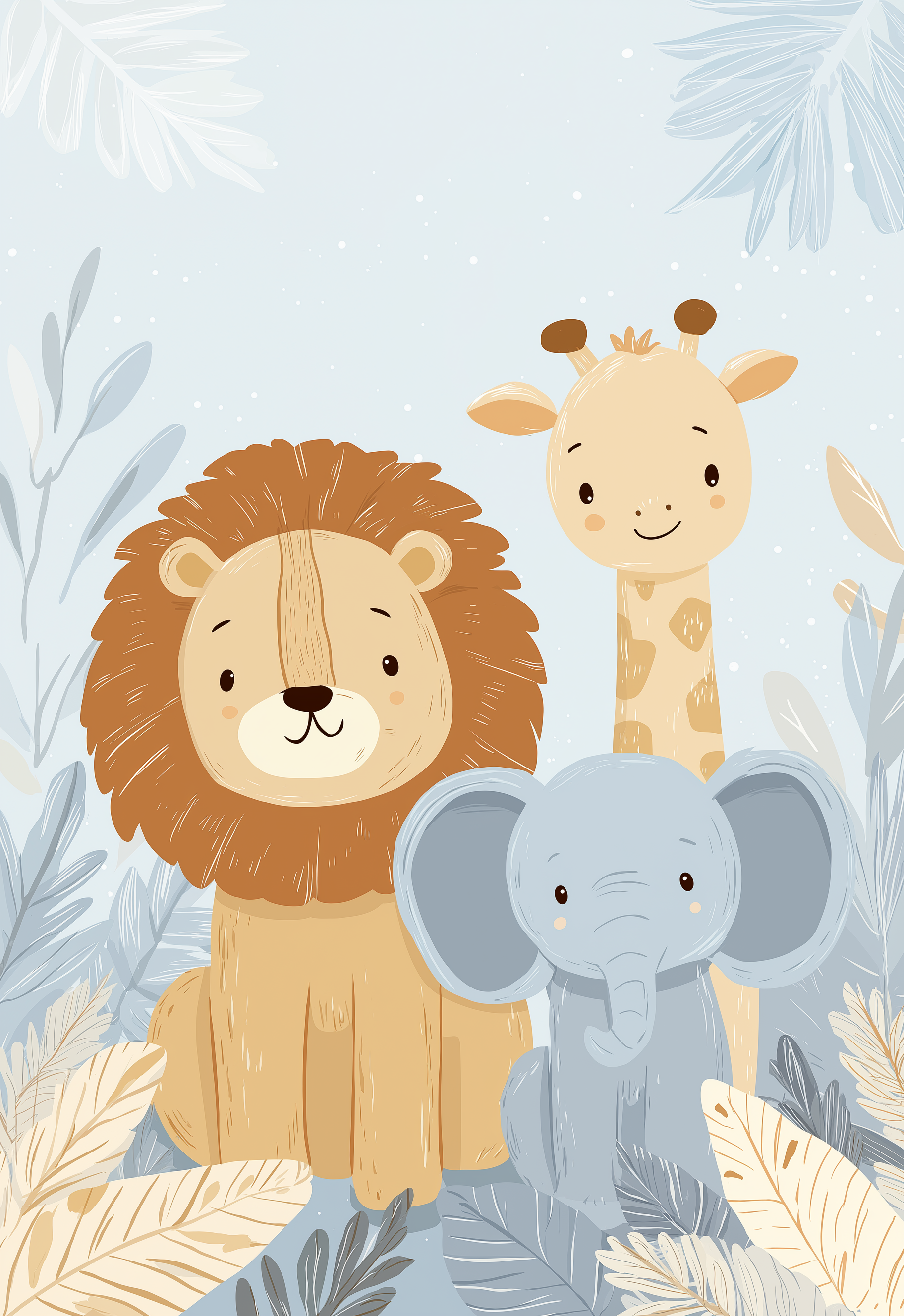 Cuadro Infantil de Animales de la Selva | Decoración para Habitación de Bebé o Niños