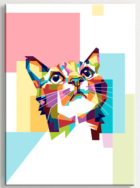 Cuadro retrato gato de colorines