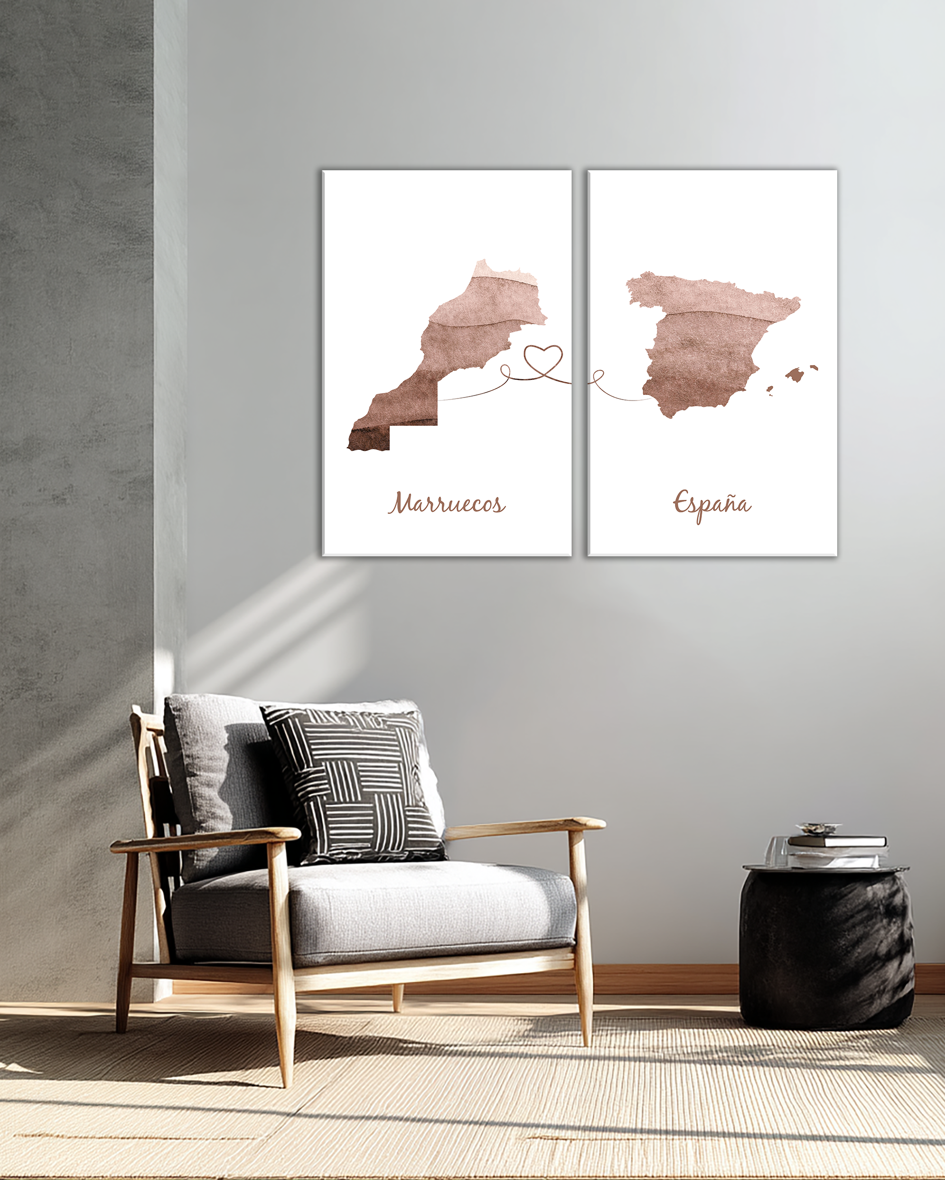Cuadros mapas de países Marruecos y España