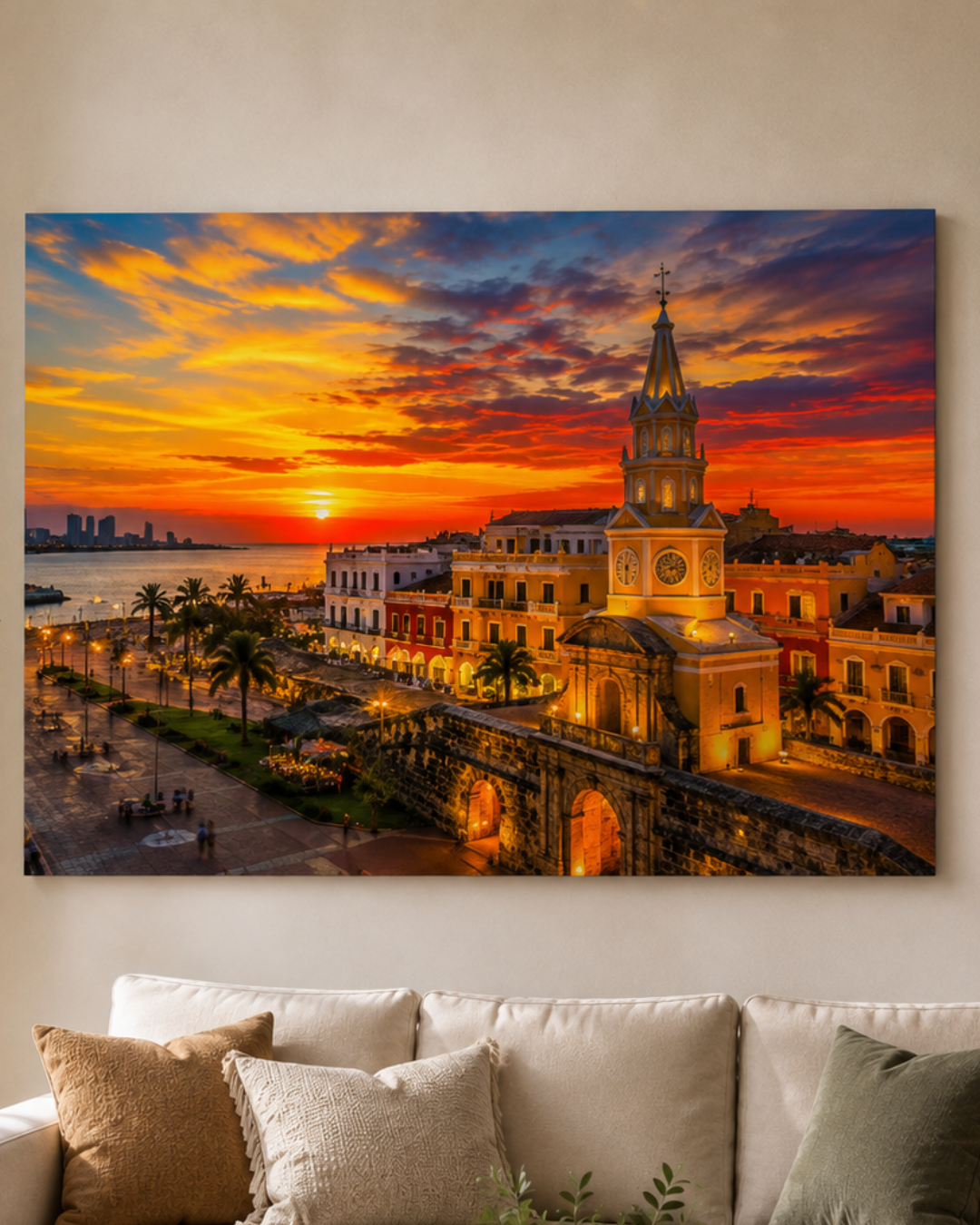 Cuadro Retrato Cartagena al Atardecer – Cuadro Decorativo paisajes de Colombia