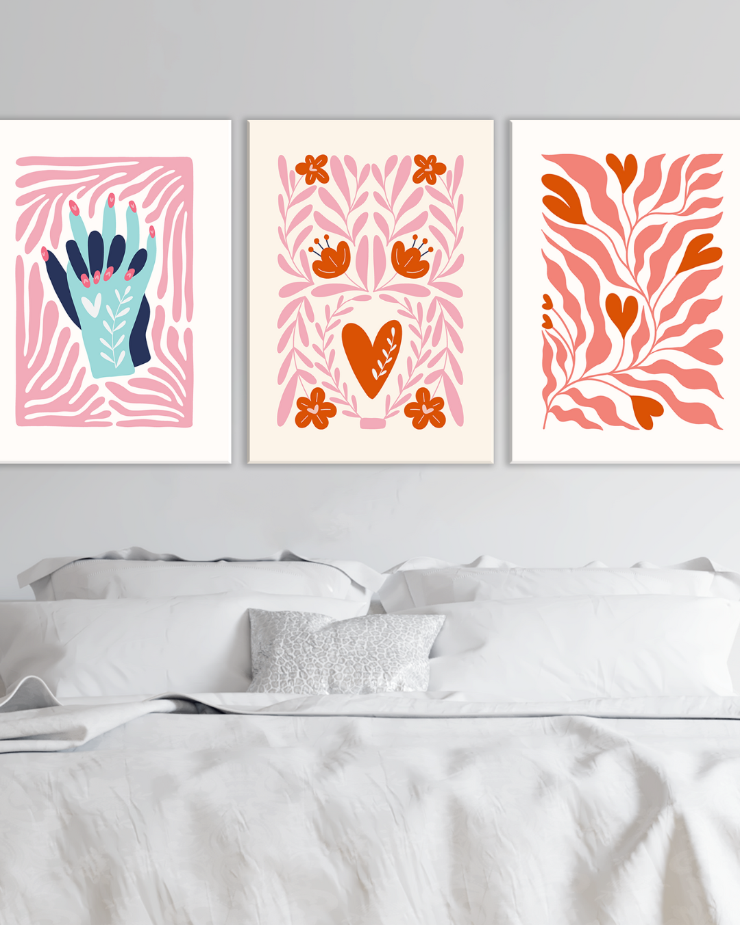 Set de cuadros modernos con ilustraciones botánicas y arte abstracto – 3 piezas