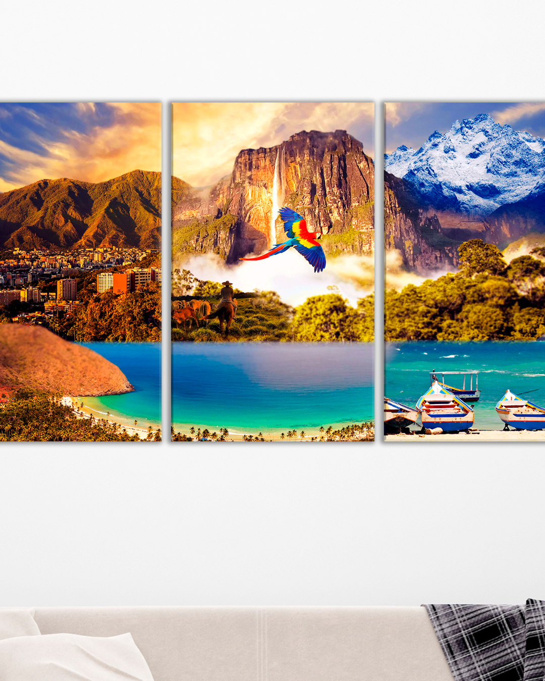 Cuadro Paisaje Venezolano | Playa, Tepuyes y Belleza Natural en 3 cuadros