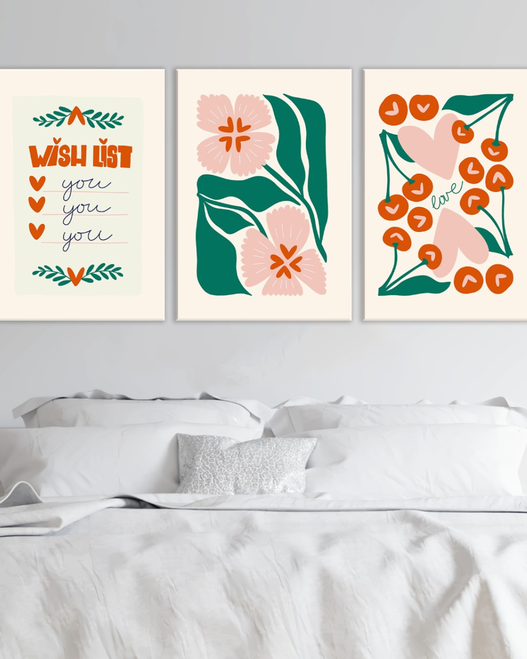 Set de cuadros modernos con frases y flores – Estilo minimalista y romántico