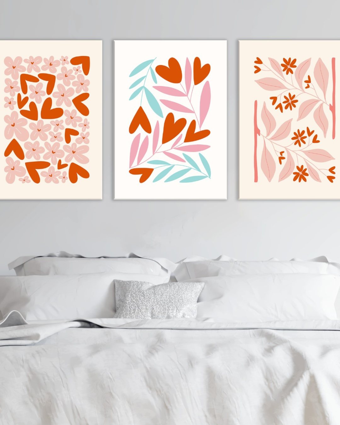 Cuadros modernos con flores abstractas en tonos pastel – Set de 3