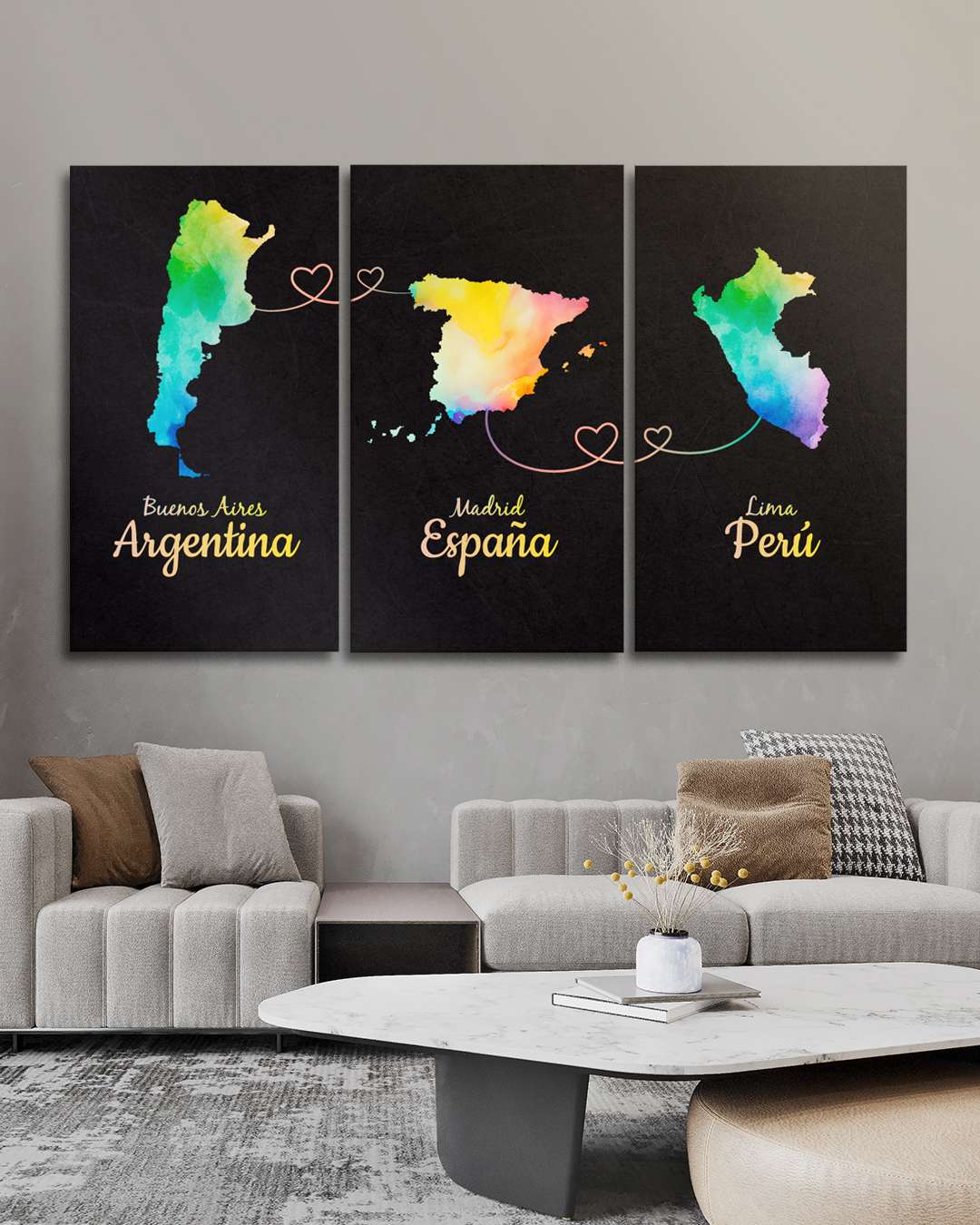 set de 3 mapas de paises