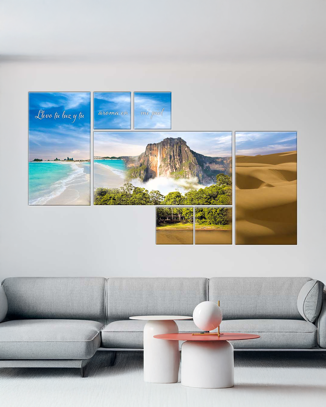 Fusión paisajes Venezuela Salto Ángel, Medanos de Coro y los Roques