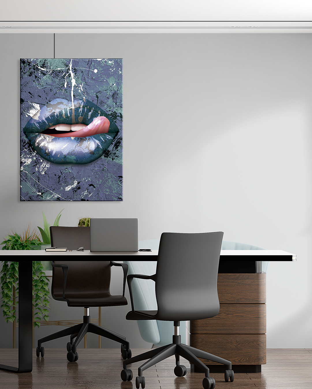 Cuadro decorativo de labios en estilo urbano