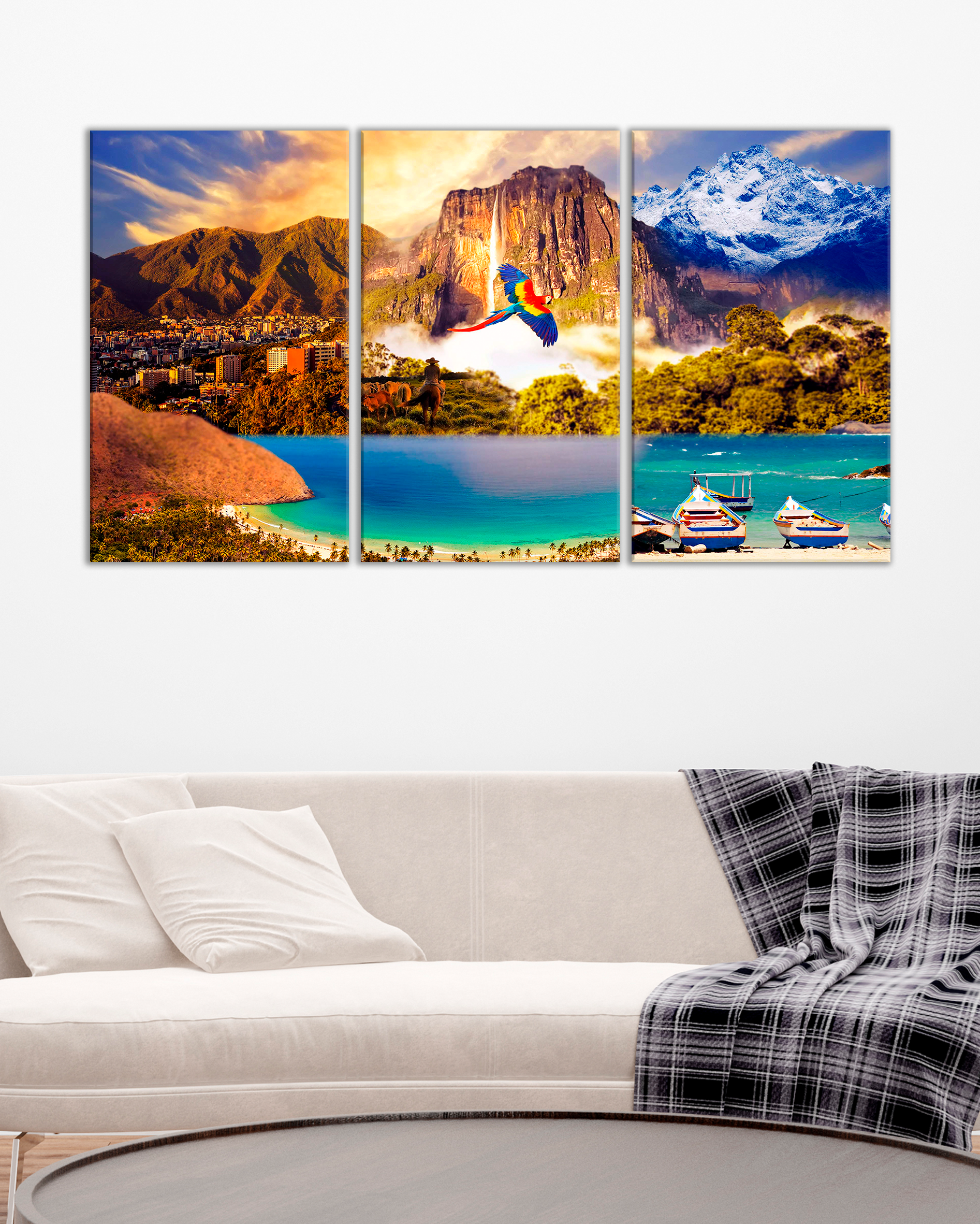 Cuadro Paisaje Venezolano | Playa, Tepuyes y Belleza Natural en 3 cuadros