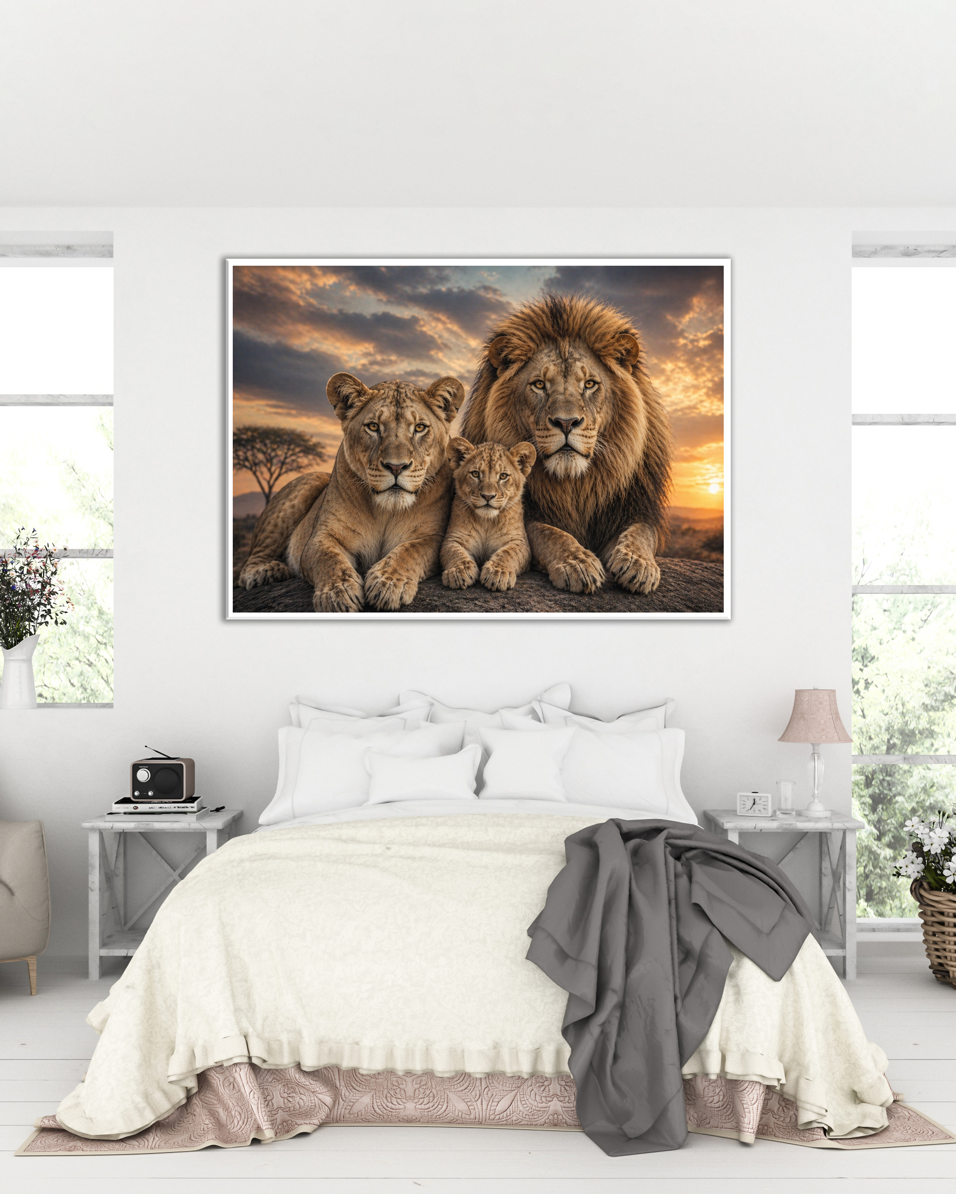 Cuadro Decorativo de Familia de Leones | Unión, Fortaleza y Amor