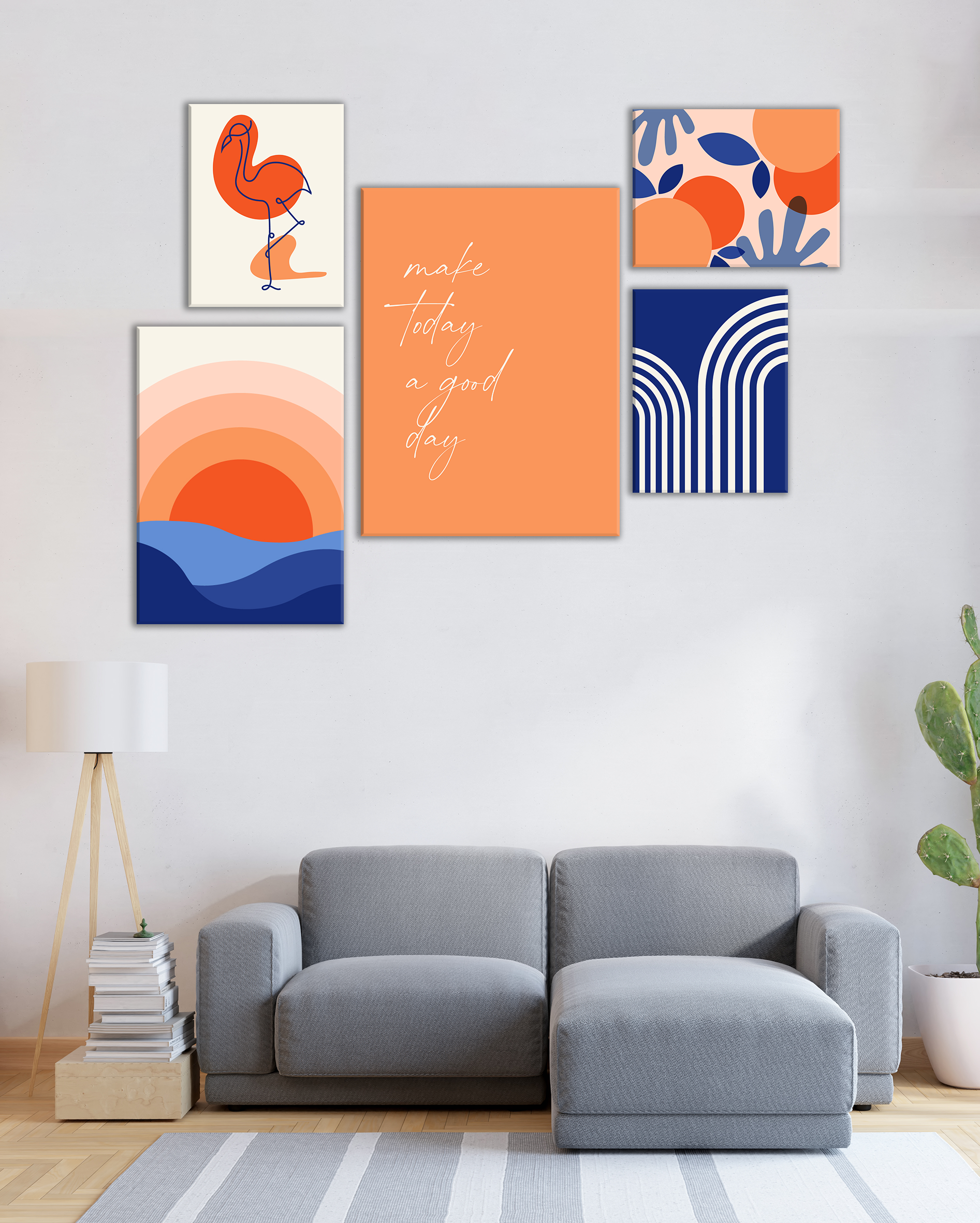 Set de Cuadros Modernos Coloridos – Estilo Pop, Abstracto y Frase Motivadora