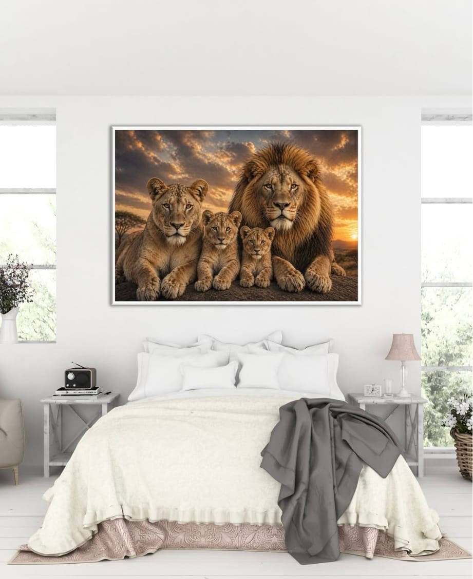 Cuadro Decorativo de Familia de Leones |