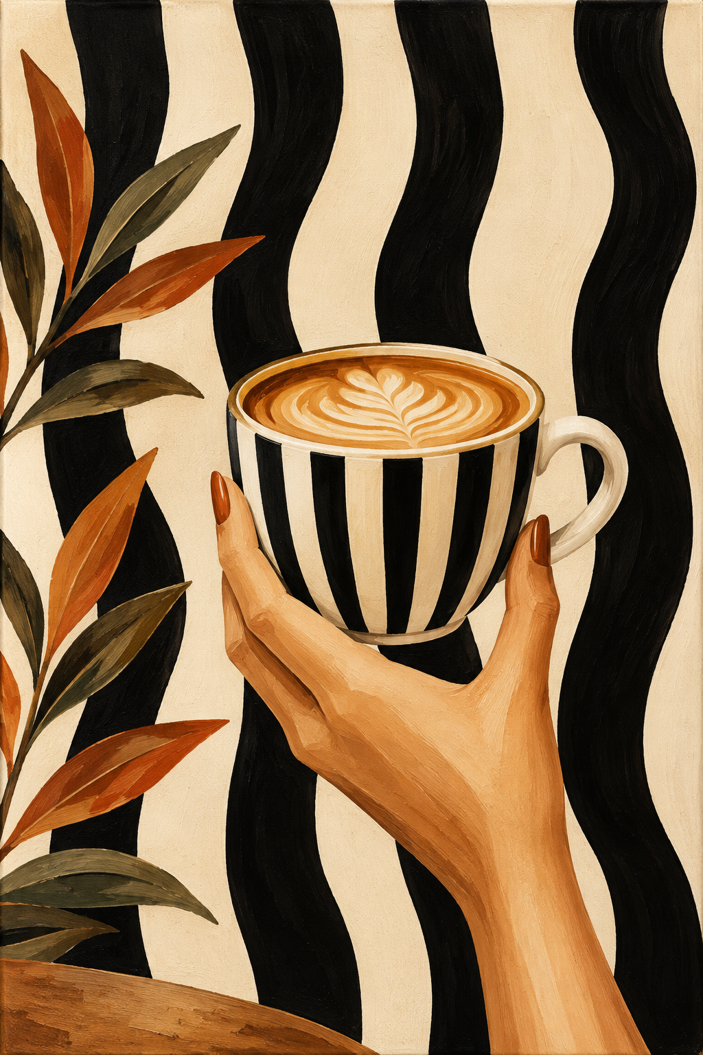 Cuadro de Café Moderno con Taza de Cappuccino – Decoración para Cocina y Cafetería
